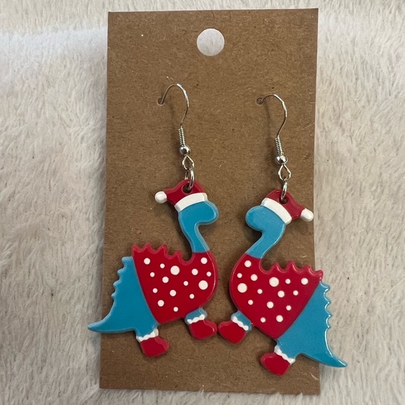 Jewelry - Dinosaur 🦕 in Christmas Sweater holiday earrings